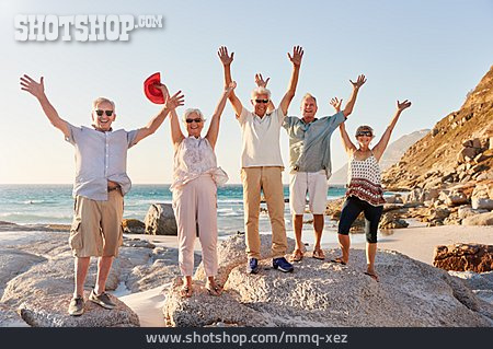 
                Senioren, Jubeln, Strandurlaub                   