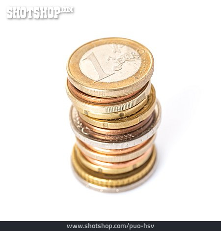 
                Kleingeld, Münzstapel, Euromünze                   