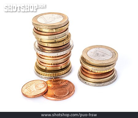 
                Münzstapel, Münzgeld, Euromünze                   