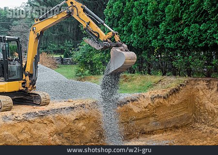 
                Auffüllen, Baustelle, Kies, Baugrube                   