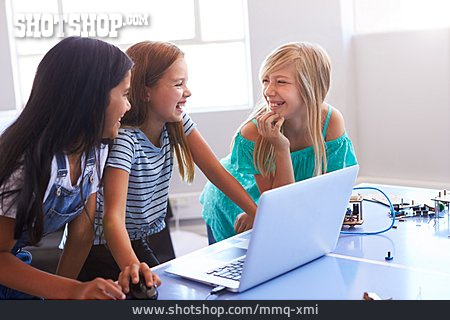 
                Laughing, Cooperation, Programming, Schoolgirls                   
