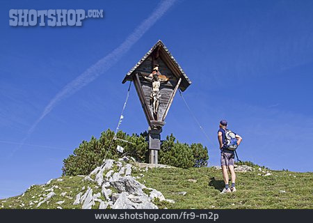 
                Gipfelkreuz, Bergsteiger, Satteljoch                   