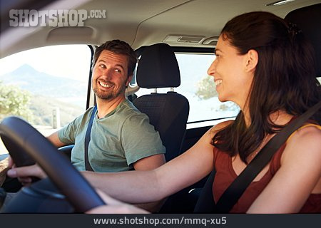 
                Couple, Happy, On The Move, Car Trip                   