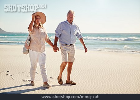 
                Strand, Spaziergang, Gemeinsam, Seniorenpaar                   