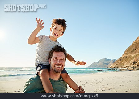 
                Vater, Strand, Urlaub, Sohn                   