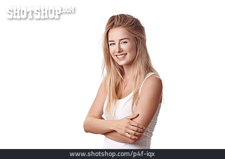 Junge Frau Blonde Haare Naturlich Gesund Lizenzfreies Bild P4f Iqx Shotshop Bildagentur