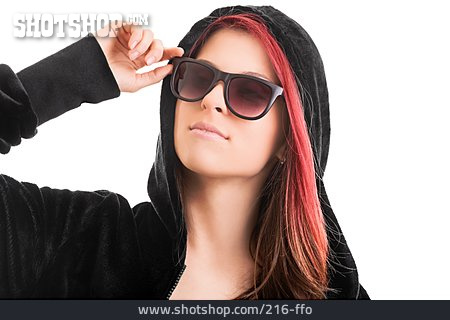 
                Junge Frau, Sonnenbrille, Cool                   