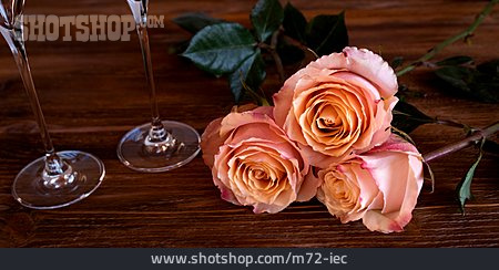 
                Valentine's Day, Champagne Glass, Roses                   