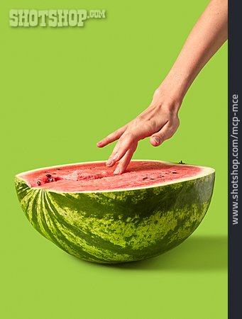 
                Hand, Berühren, Melone                   