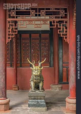 
                Skulptur, Wächter, Chengdu, Wenshu-kloster                   