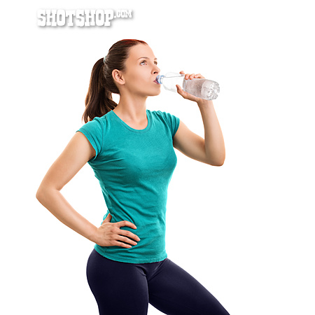 
                Frau, Trinken, Wasser, Training                   