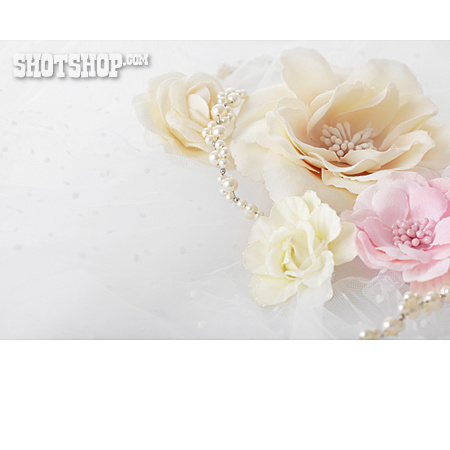 
                Stoffblume, Perlenkette, Hochzeitsdekoration                   