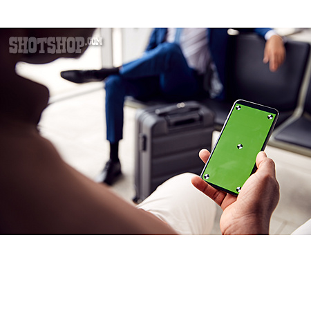 
                Flughafen, Smartphone, Greenscreen, Chroma Keying                   