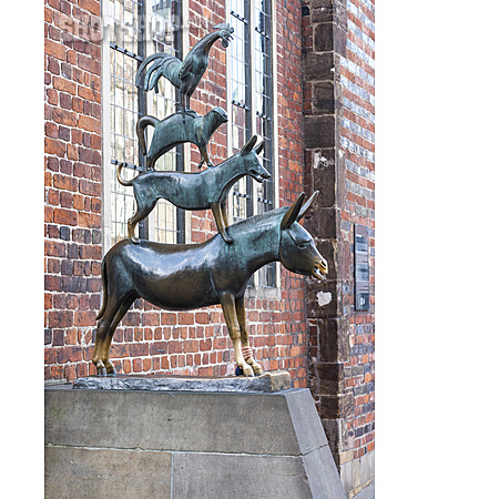 
                Bremer Stadtmusikanten, Bronzeskulptur                   
