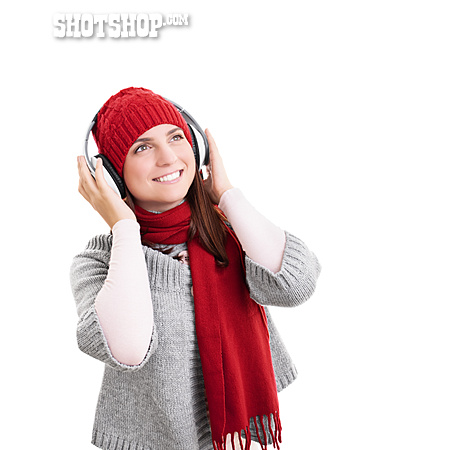 
                Musik, Winterzeit, Hören, Kopfhörer                   
