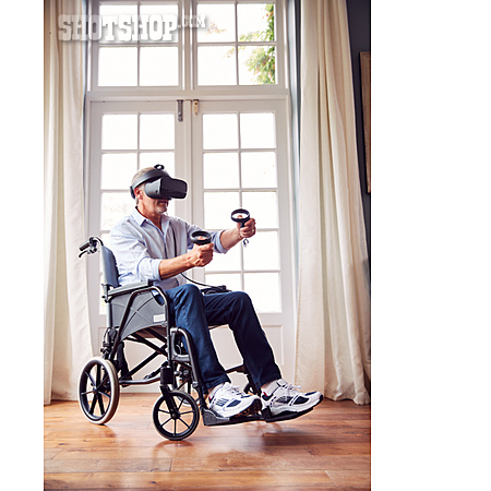 
                Zuhause, Rollstuhl, Virtual-reality-headset                   