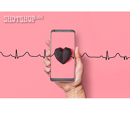 
                Messen, Herzfrequenz, Smartphone, Elektrokardiogramm                   