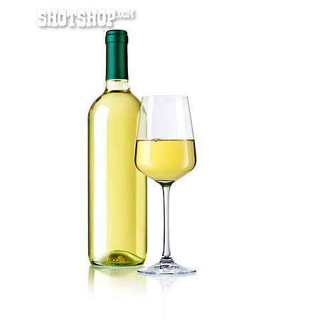 
                Weinglas, Weinflasche, Weißwein                   