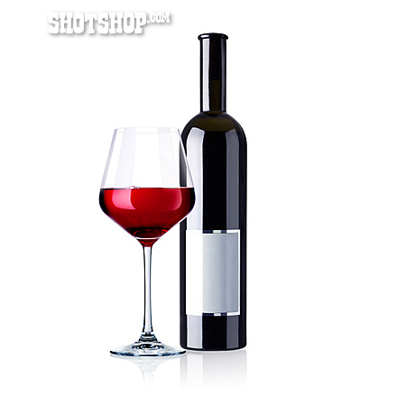 
                Wein, Weinglas, Weinflasche, Rotwein                   