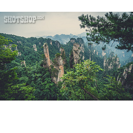 
                Weltnaturerbe, Wulingyuan, Sandsteinpfeiler                   