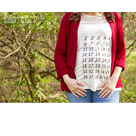 
                Kalender, Schwangerschaft, T-shirt, Geburtstermin                   
