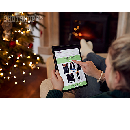 
                Weihnachtseinkauf, Online-shopping, Tablet-pc                   