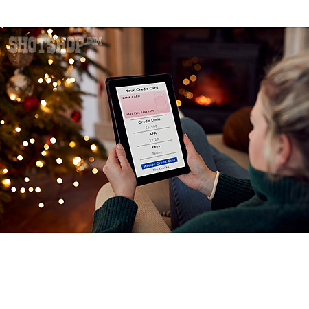 
                Zuhause, Weihnachten, Onlinebanking, Tablet-pc                   