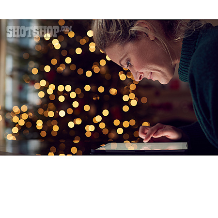
                Weihnachten, Touchscreen, Weihnachtseinkauf, Tablet-pc                   
