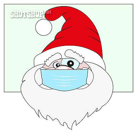 
                Weihnachtsmann, Mundschutz, Cartoon                   
