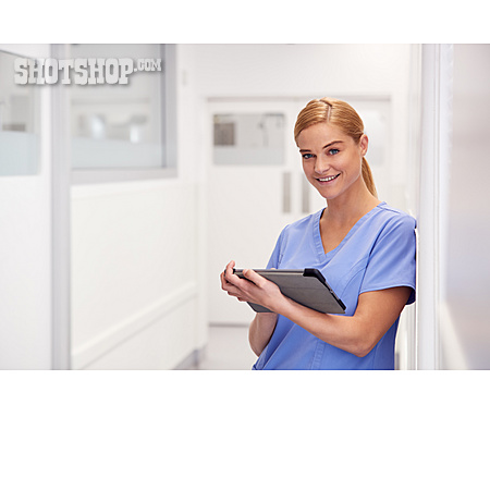 
                Smiling, Tablet-pc, Operating-room Nurse                   