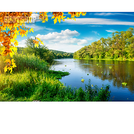 
                Fluss, Herbstfärbung                   