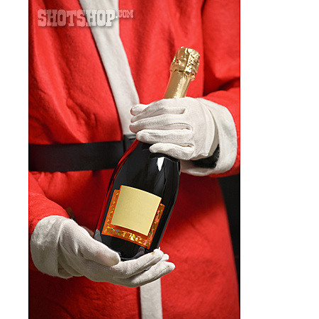 
                Champagner, Weihnachtsmann, Weihnachtsgeschenk                   