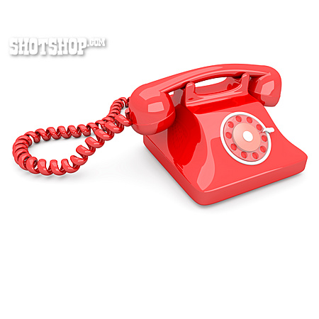 
                Telefon, Rot, Wählscheibe                   