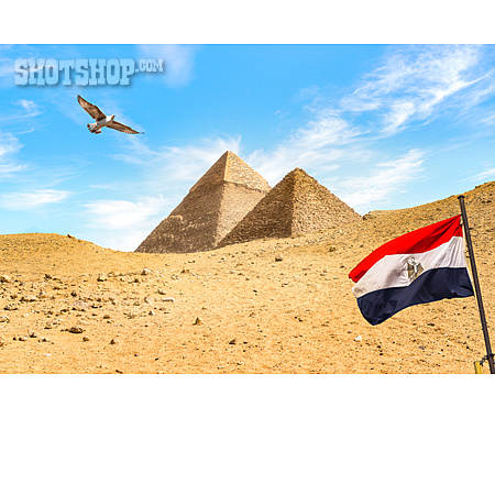 
                Flagge, ägypten, Pyramiden Von Gizeh                   