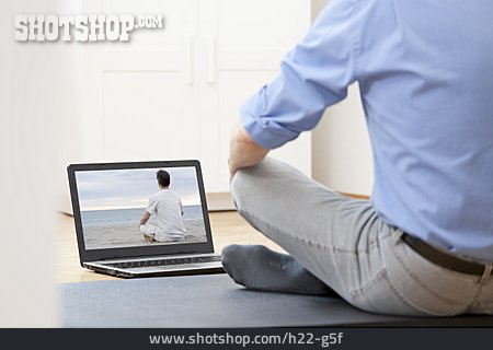 
                Businessman, Yoga, Online, Relax                   