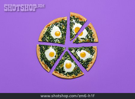 
                Pizzastück, Vegetarische Pizza, Pizza Fiorentina                   