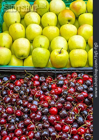 
                Kirschen, Marktstand, äpfel                   