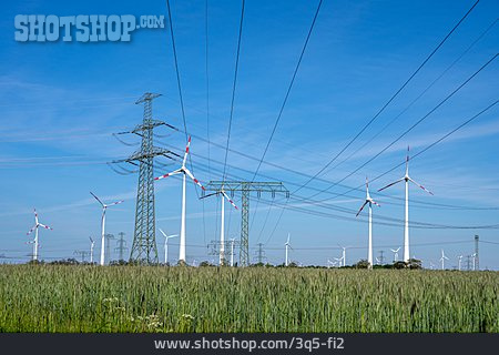 
                Elektrizität, Stromleitung, Windenergie                   