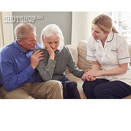 
                Support, Bad News, Consoling, Older Couple, Home Visit                   