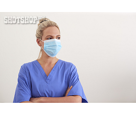 
                Krankenschwester, Arme Verschränkt, Mund-nasen-schutz                   