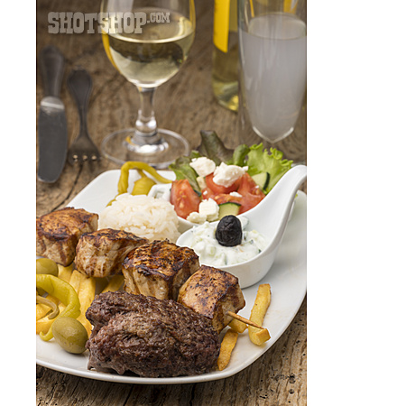 
                Abendessen, Griechische Küche, Grillteller                   