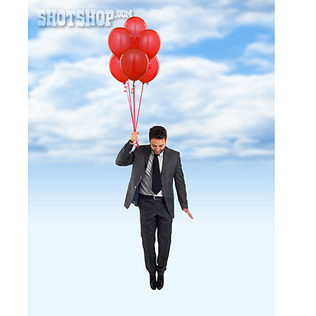 
                Geschäftsmann, Luftballon, Freude, Abheben                   