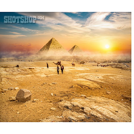 
                Wüste, ägypten, Pyramiden Von Gizeh                   