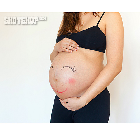 
                Glücklich, Schwangerschaft, Babybauch, Smiley                   
