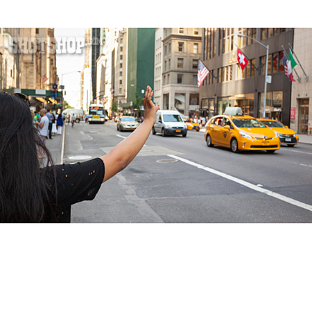 
                Handzeichen, New York, Taxi, Yellow Cab                   