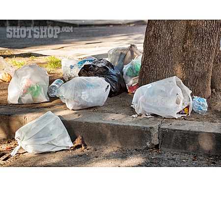 
                Müll, Straßenrand, Plastiktüte, Vermüllt                   
