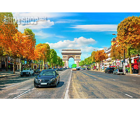 
                Straßenverkehr, Arc De Triomphe, Champs-elysees                   