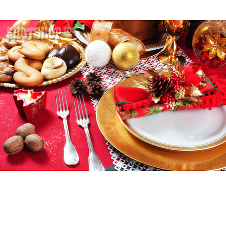 
                Tischgedeck, Festtafel, Weihnachtsmenü                   