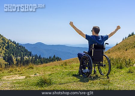 
                Berge, Aussicht, Jubel, Rollstuhlfahrer                   
