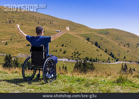 
                Urlaub, Berge, Rollstuhl, Rollstuhlfahrer                   
